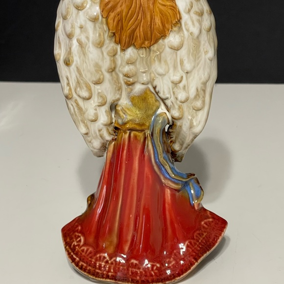 Vtg Beautiful Ceramic Angel Tii Collections With Red Dress Holding Book - Picture 11 of 11